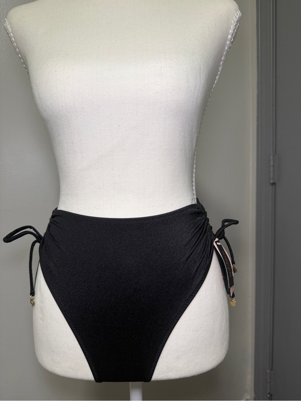 Victoria's Secret Black Ruched Side-Tie Bikini Bottom